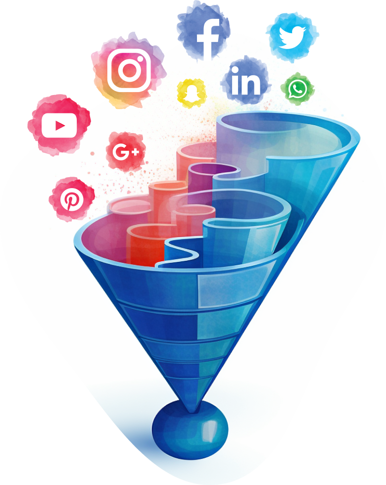 funnel with social media